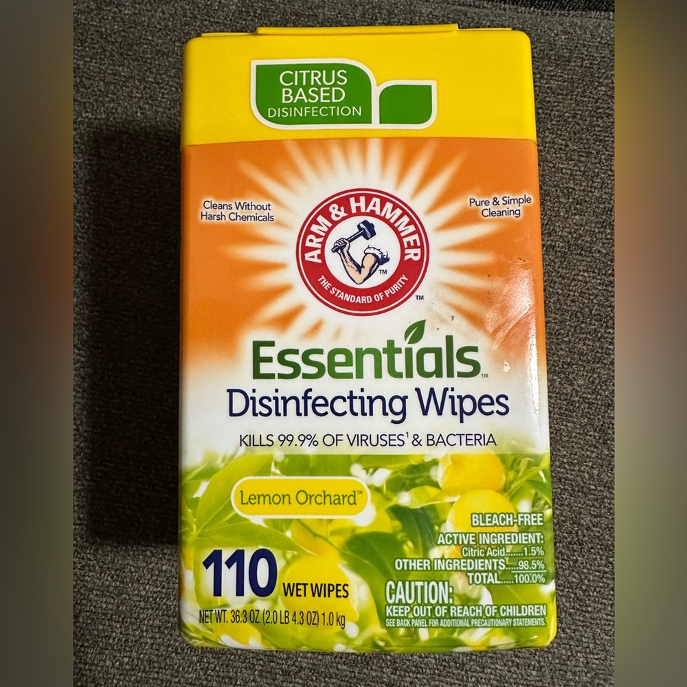 Arm & Hammer Wipes  lemon orchard  1 pack of 110 Wipes Bleach Free